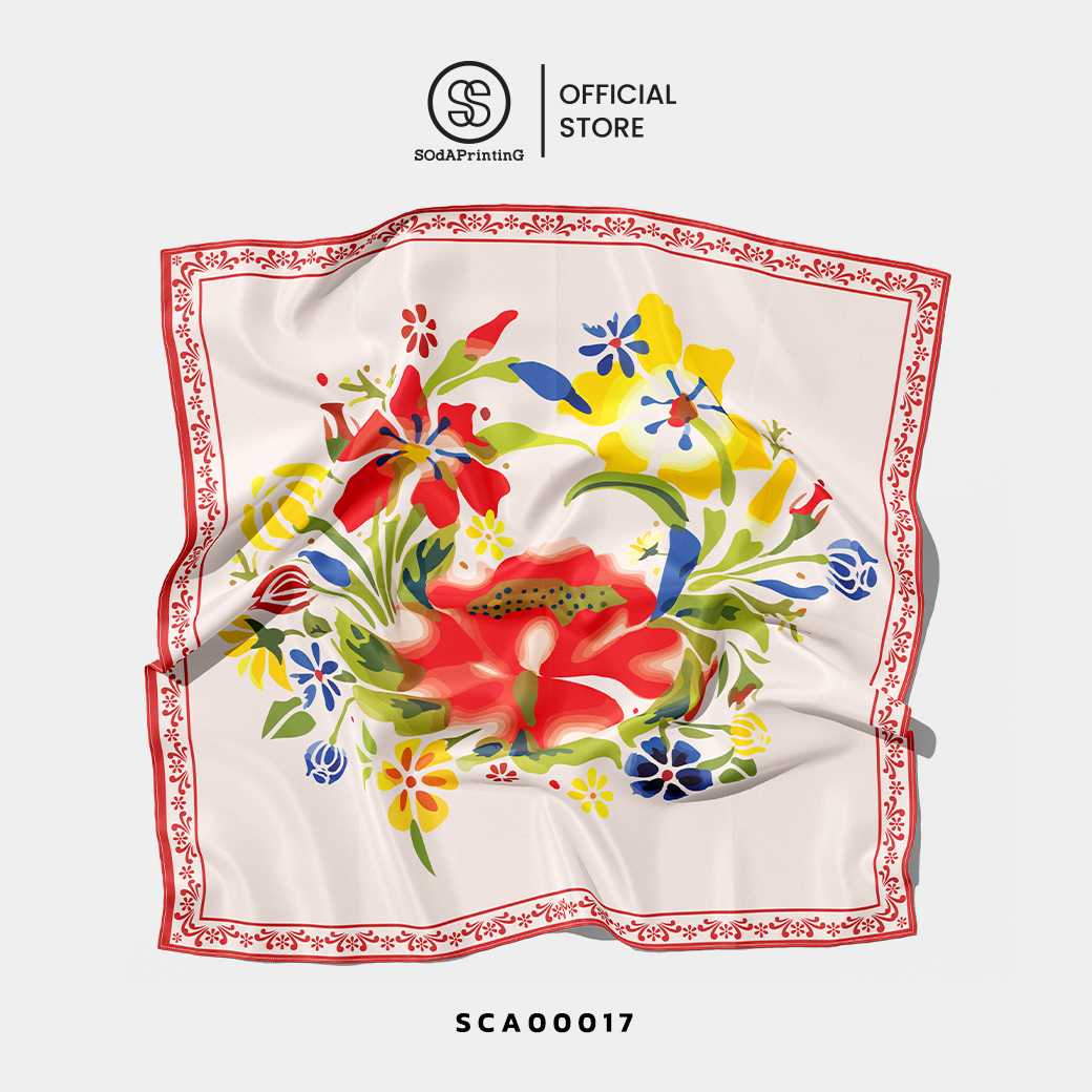 ผ้าพันคอพิมพ์ลาย Flower II รหัส SCA00017 #ผ้าพันคอ #SOdAPrintinG