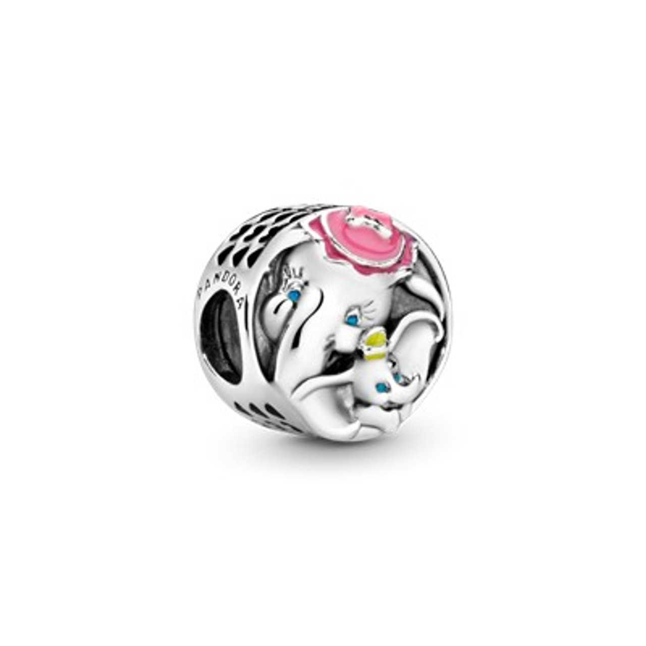 Disney Dumbo and Mrs. Jumbo silver charm with blue,pink and yellow enamel