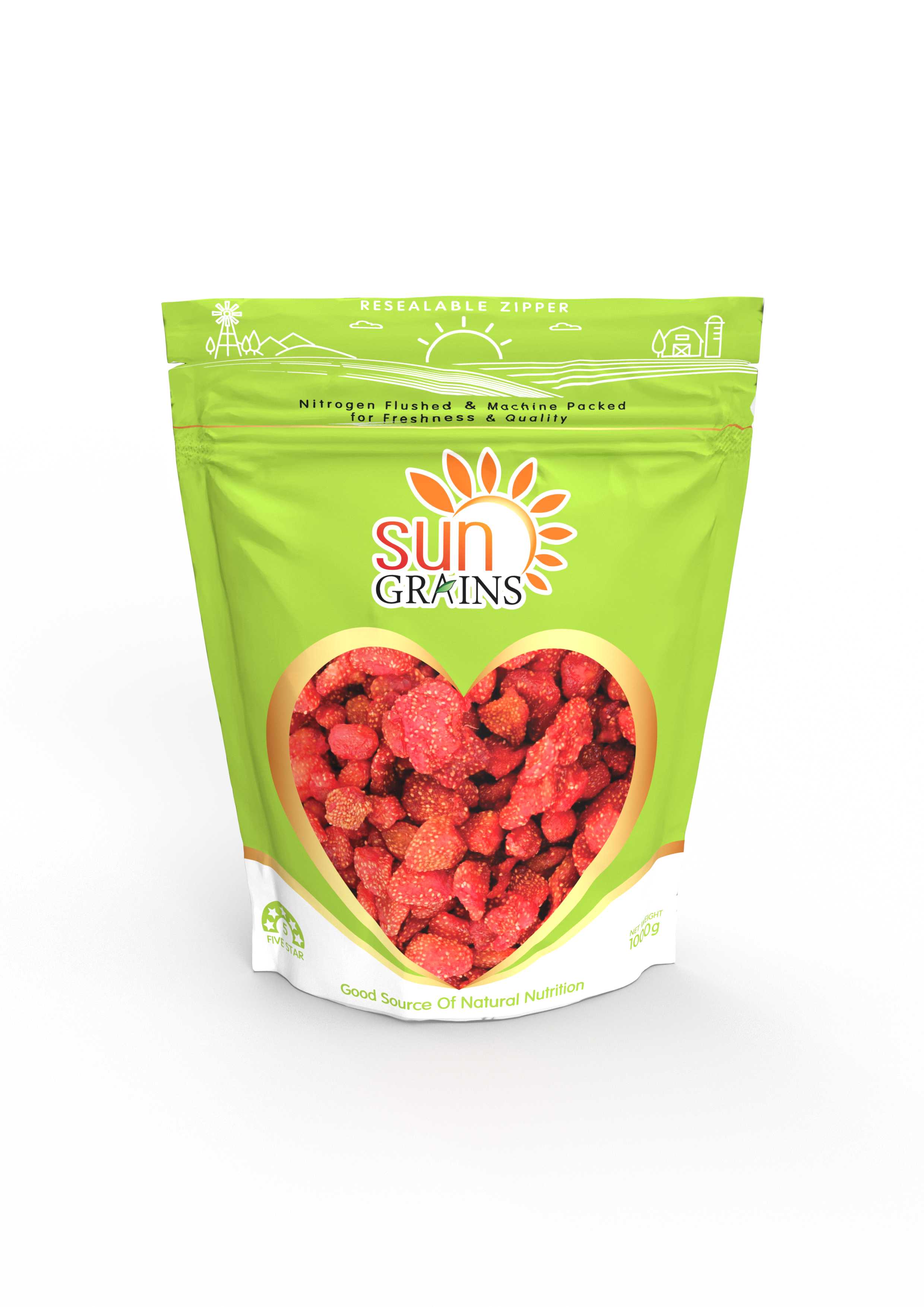 1 kg. สตรอเบอร์รี่แห้ง (ตราซันเกรนส์) DRIED STRAWBERRY 1 Kg.