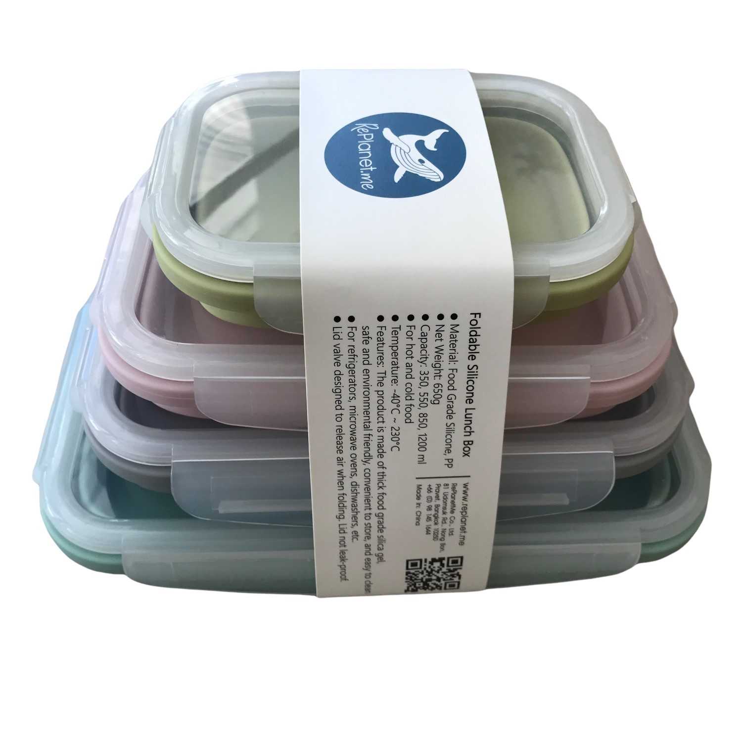 Pastel Family Foldable Food Box (ชุดกล่องข้าวสีพาสเทล 4 ขนาด)