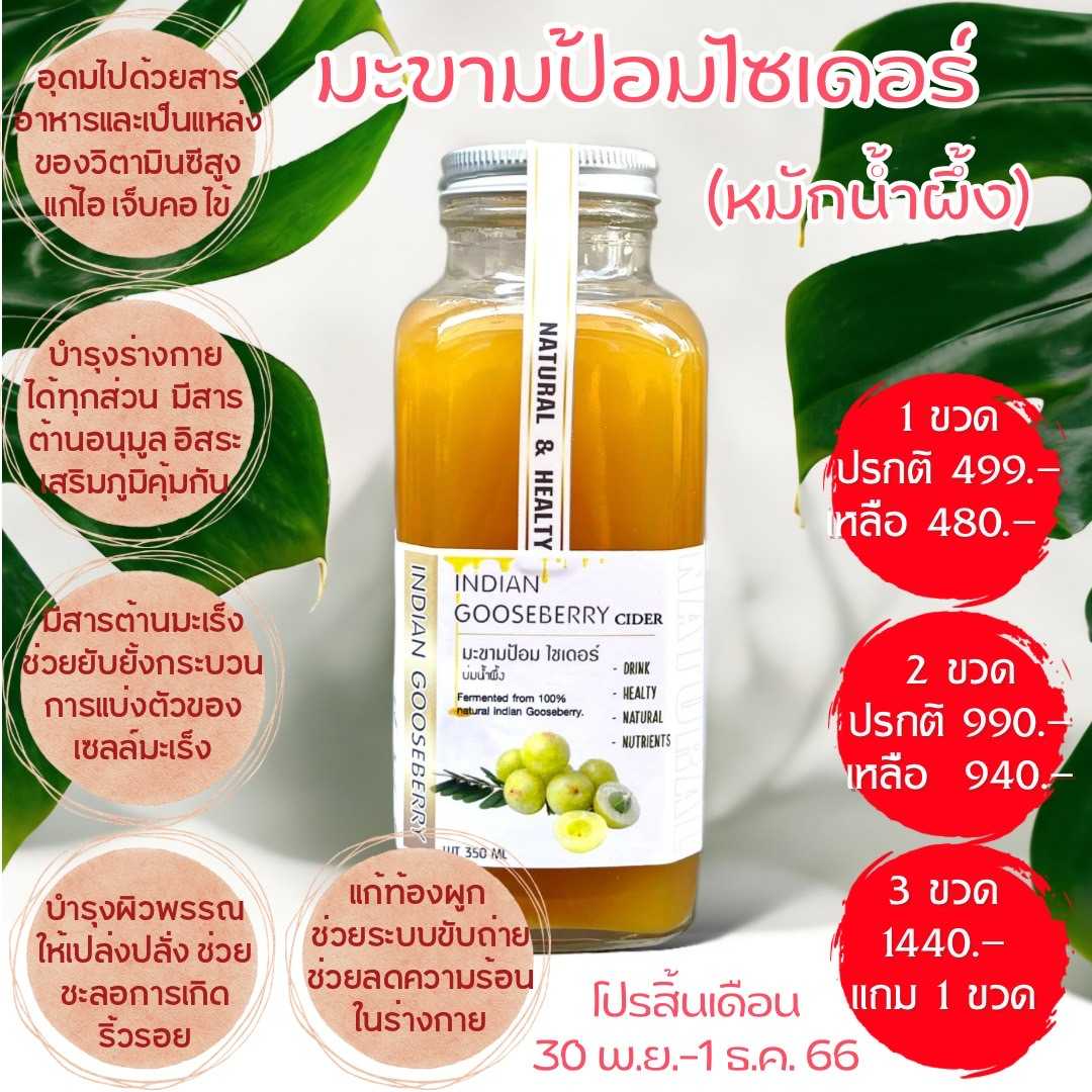 มะขามป้อม ไซเดอร์ บรรจุ 350 ml. มะขามป้อมหมักน้ำผึ้ง วิตามินซีสูง บำรุงสุขภาพ