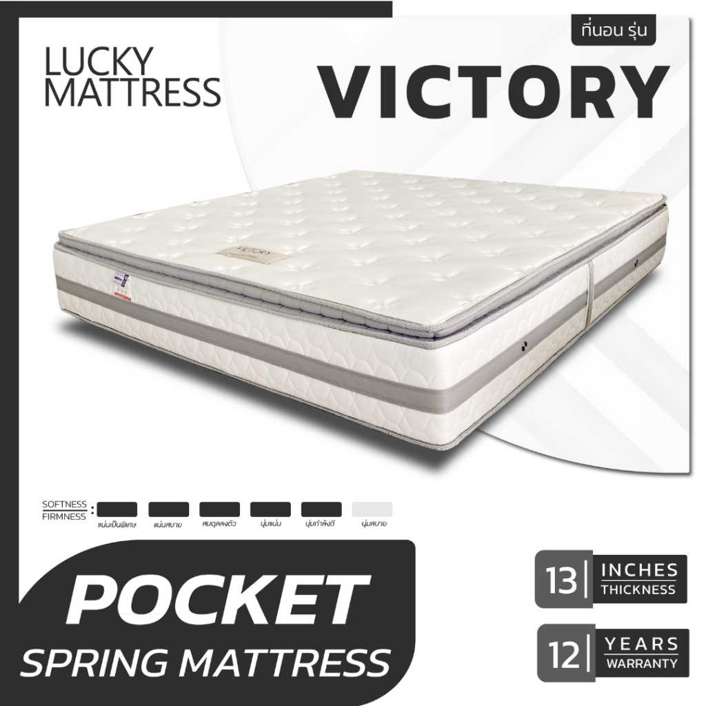 Lucky mattress ที่นอนปีนัง ที่นอน Pocket Spring รุ่น Victory 3.5/5/6ฟุต หนา13นิ้ว