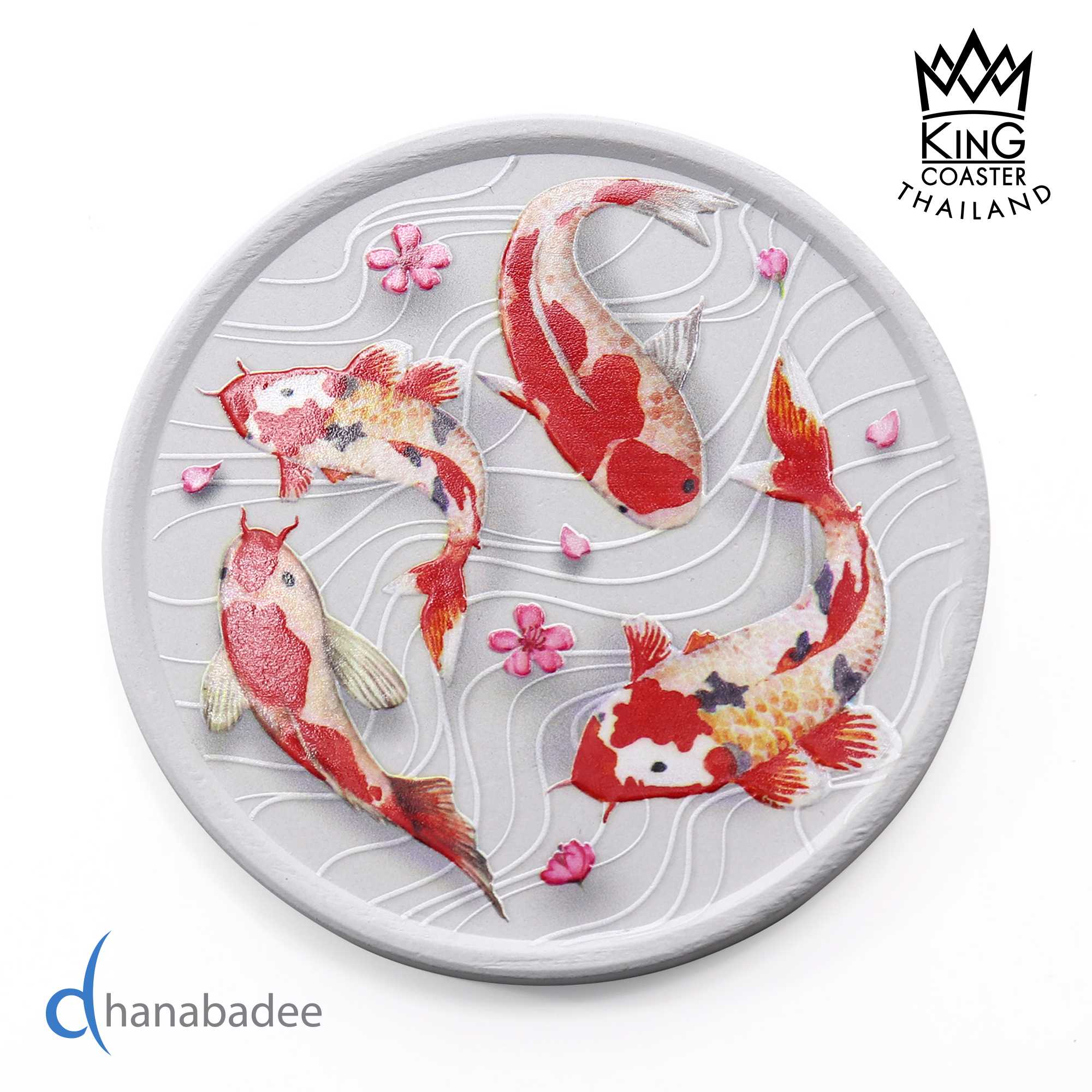 จานรองแก้ว R10038 ที่รองแก้ว แผ่นรองแก้ว ทรงกลมมีขอบ FISH-01