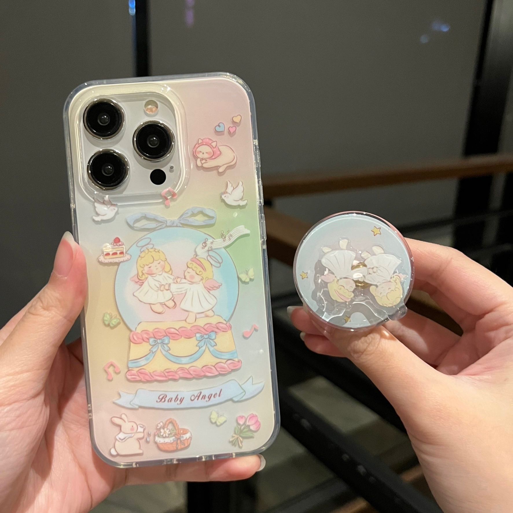 สอบถามก่อนกดสั่ง เคสนางฟ้า เคสไล่สี สีพาสเทล griptok holder ไอริง ผิวเงา ขอบนิ่ม เคสไอโฟน เคสiPhone 