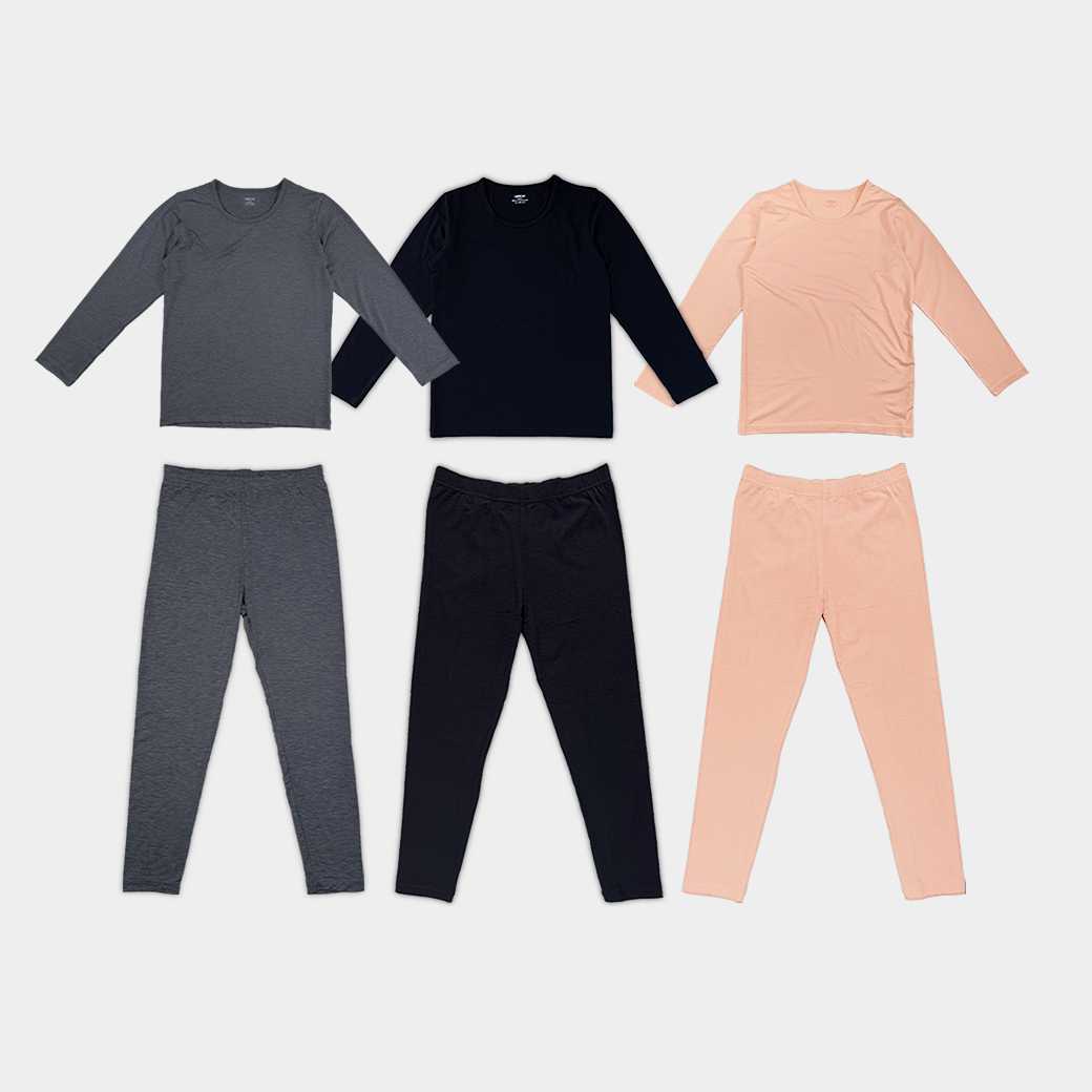 เสื้อและกางเกงลองจอน Carsonkids  สีเทา,ดำ,พีช แพ็ค 1 ตัว (KLCMCK22048,KLCMCK22049)