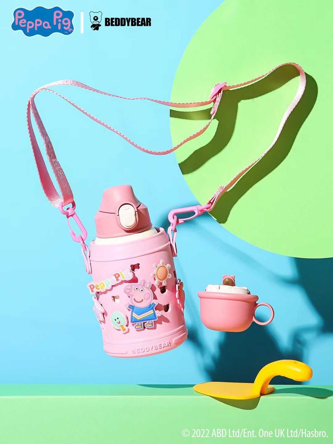 BeddyBearXPeppa Pig กระติกน้ำสูญญากาศ เก็บอุณหภูมิ พร้อมกระเป๋าDIYและสายสะพาย BB001LMPP-002DIY