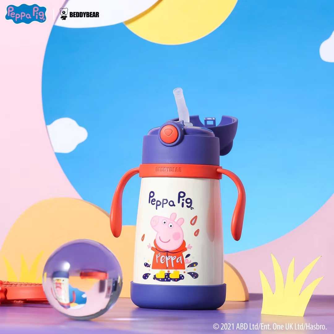 BeddyBearXPeppa Pig กระติกน้ำสูญญากาศสแตนเลส เก็บอุณหภูมิ พร้อมข้อต่อสายสะพายและมือจับ BB003MPP-008