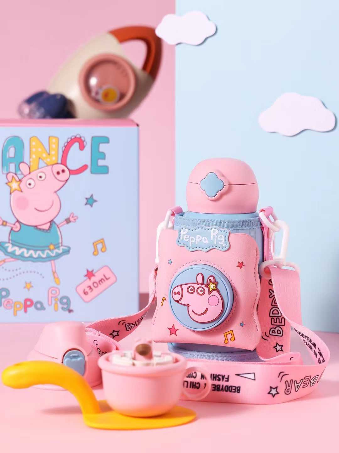 BeddyBearXPeppa Pig กระติกน้ำสูญญากาศสแตนเลส เก็บอุณหภูมิ พร้อมกระเป๋าสะพาย BB006LMPP-002