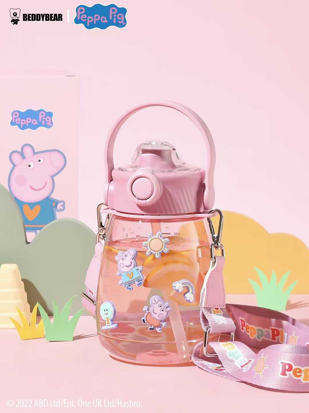 BeddyBearXPeppa Pig  กระติกน้ำใสไตรตัน  ฝายกดื่ม พร้อมสายสะพาย BB010PP-002 1 ลิตร 1,000  ml.