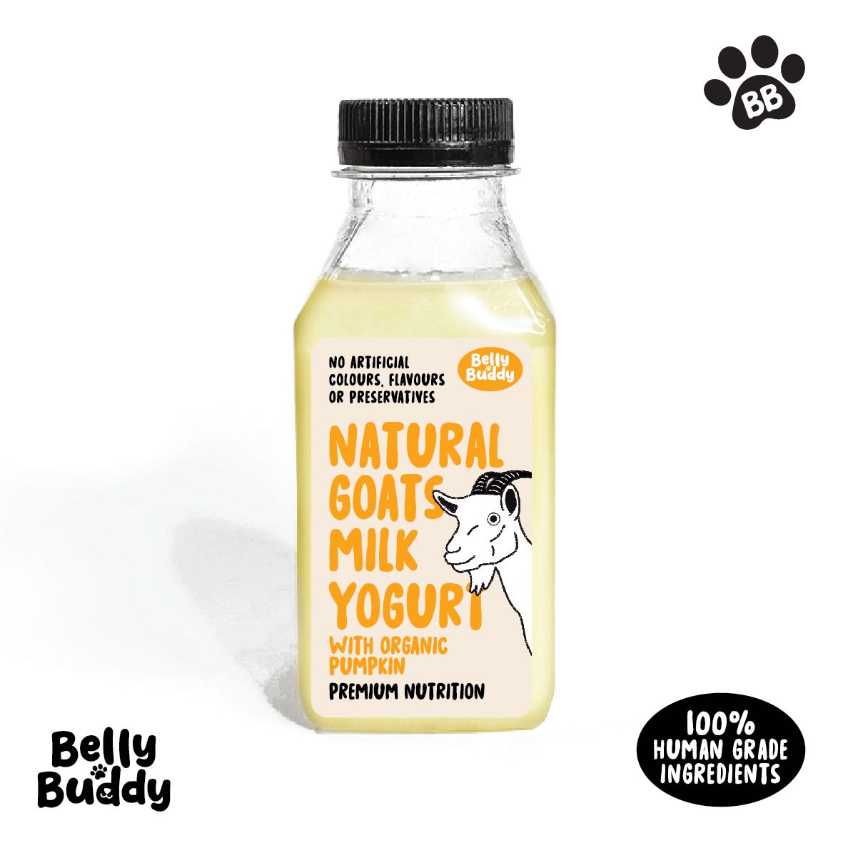 Belly Buddy โยเกิร์ตนมแพะ ผสมฟักทอง ขนาด120ml สำหรับสุนัขและแมว