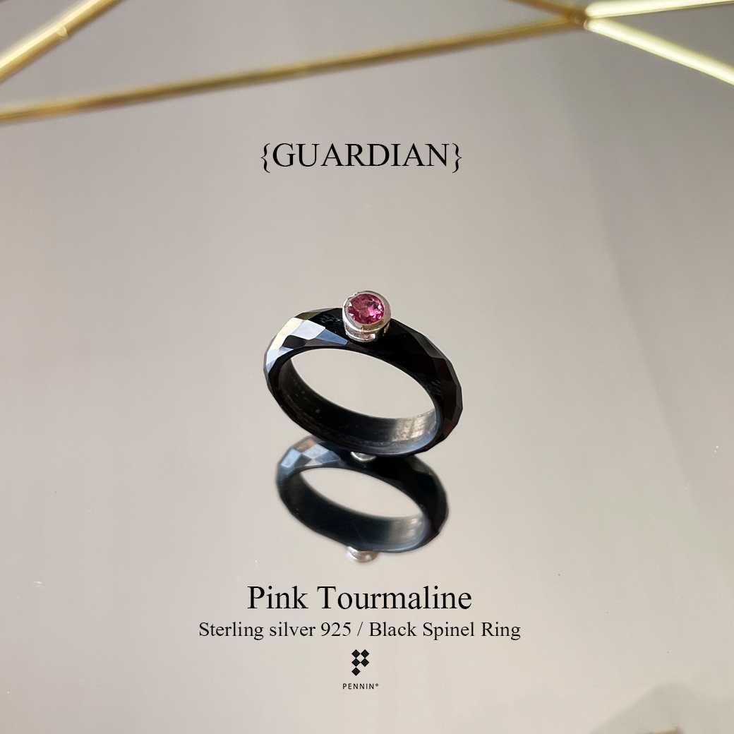 [SALE20%]{GUARDIAN}RU62910  แหวนนิลล้วนเจียตาข่าย ประดับพลอย Pink Tourmarine หุ้มเงินชุบทองคำขาว