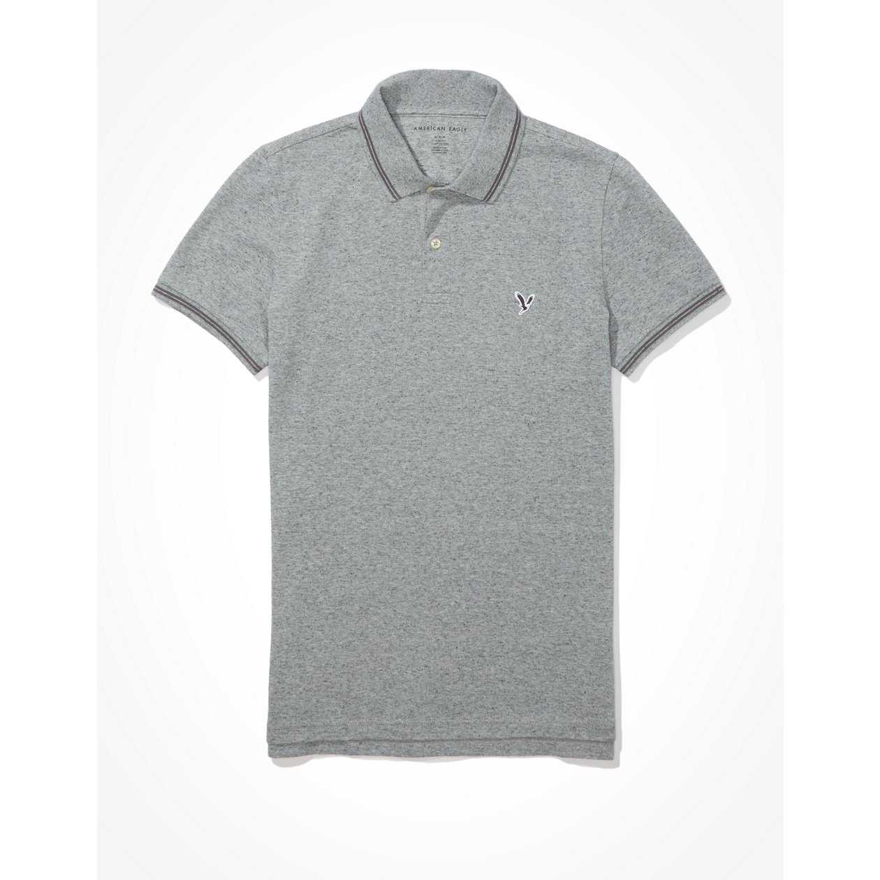 เสื้อยืด ผู้ชาย 8583 PIQUE SLIM W TIPPING-GREY HEATHER ( 017-9151-006 )
