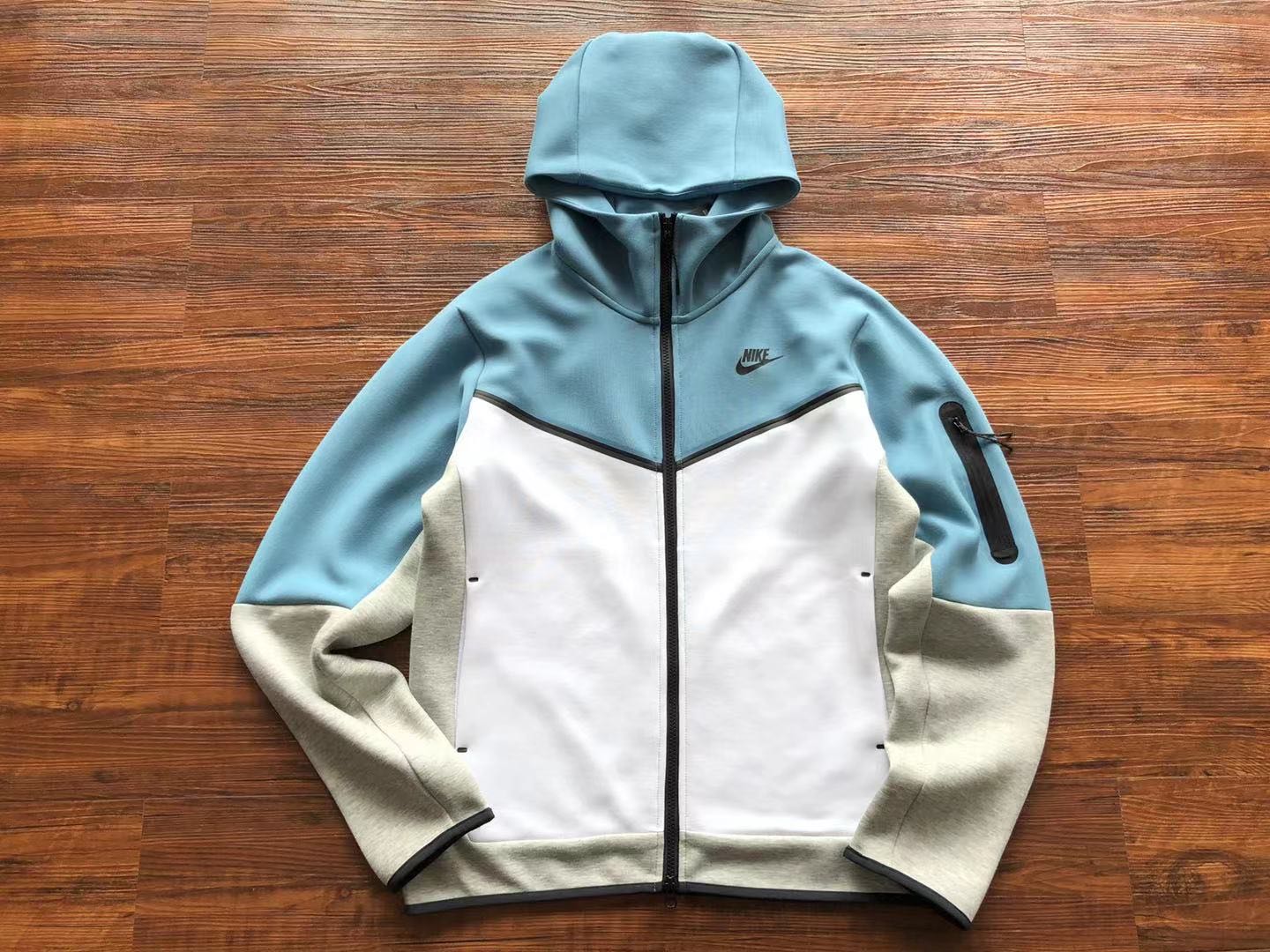 Nike Tech Fleece Full-Zip Hoodie Light Blue/White/Grey