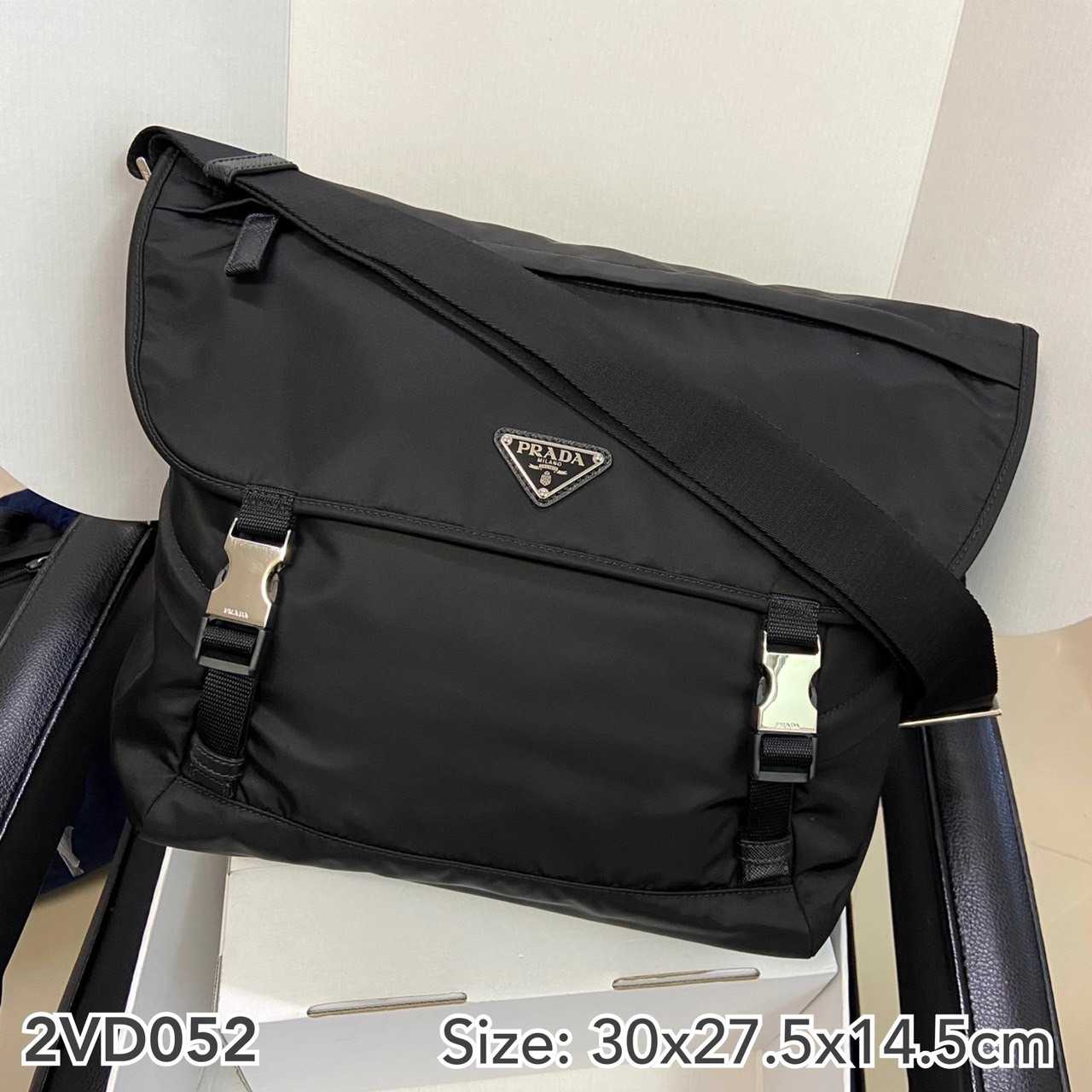 prada nylon​ messenger bag