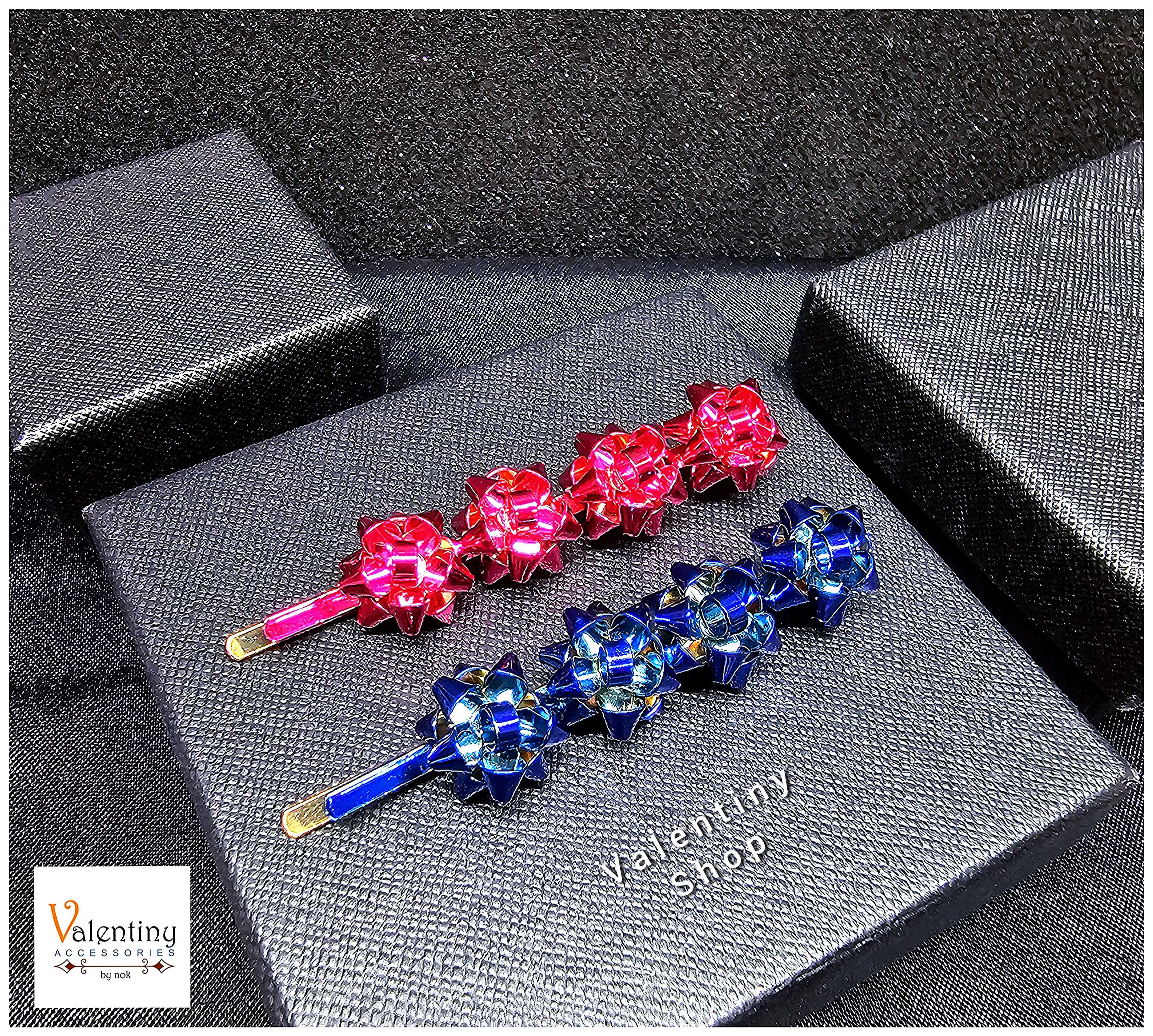 ERN081 กิ๊บติดผม คอลเล็กชั่นคริสต์มาส งานร฿ปดอกริ้บบิ้น ( Set 2 ชิ้น ) สีชมพูและสีน้ำเงิน น่ารักๆ