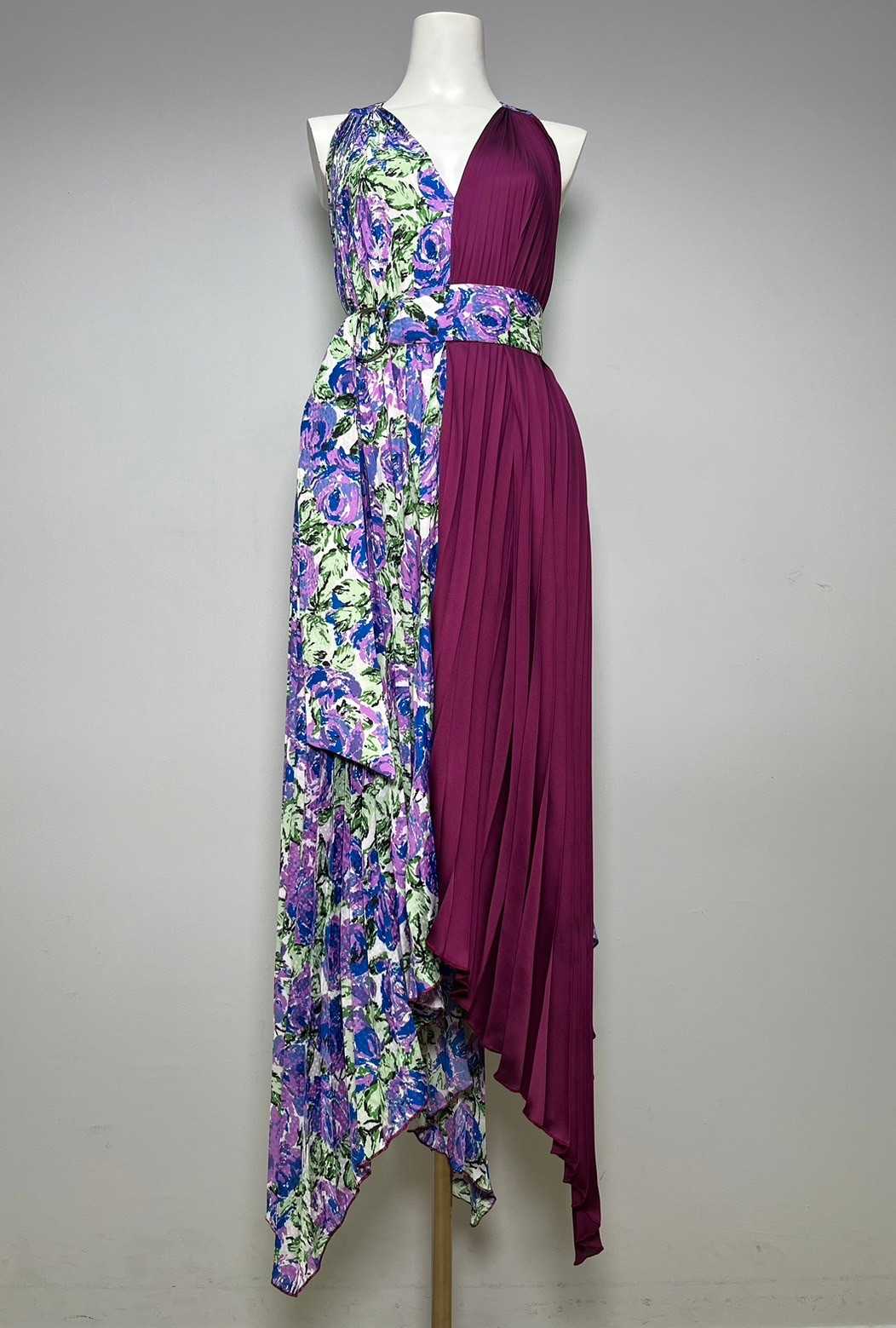 Eva 2 tone Dress - Purple print/Maroon