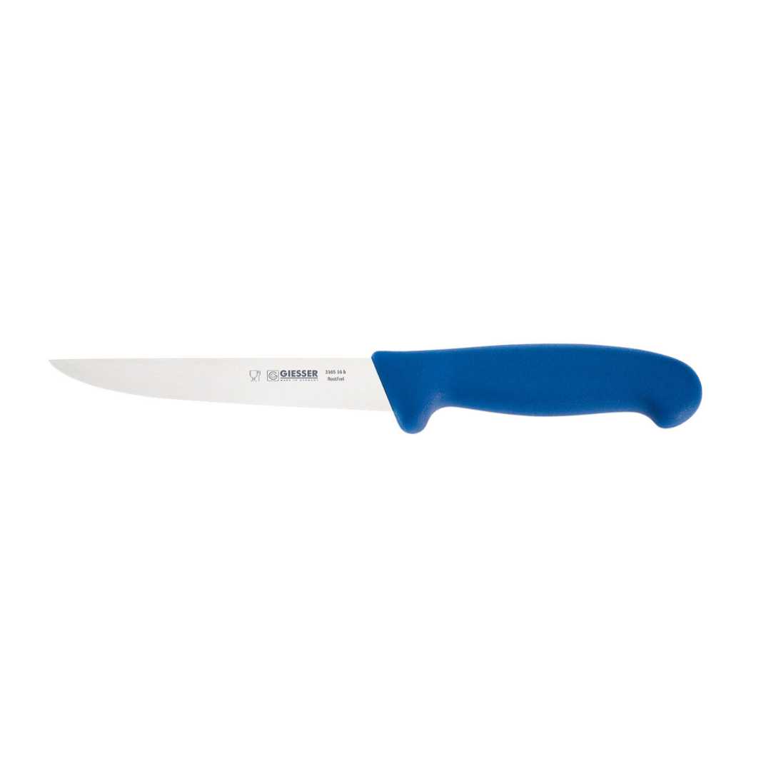 182329 GIESSER STRAIGHT BONING KNIFE BLUE HANDLE 16 CM