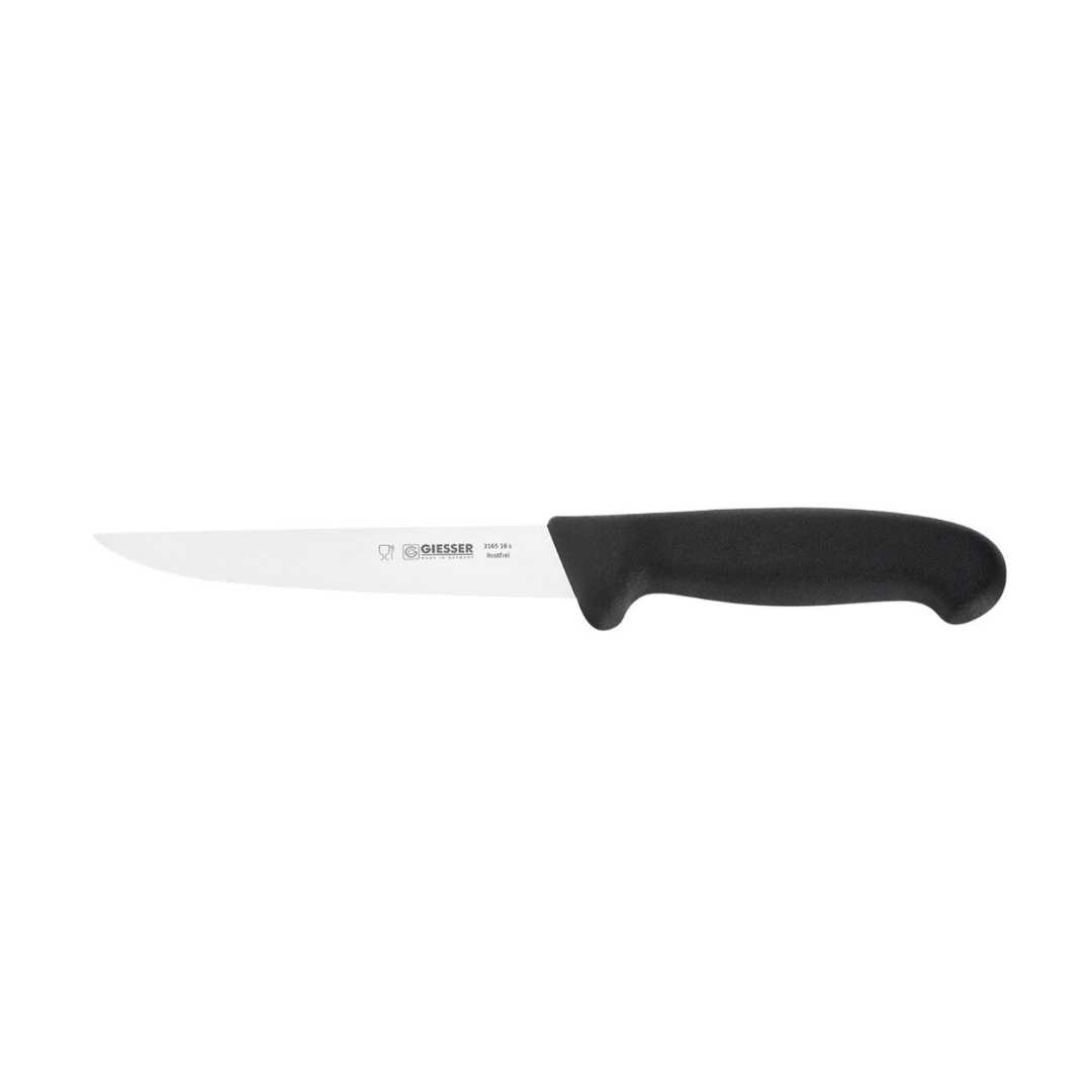 182129 GIESSER STRAIGHT BONING KNIFE BLACK HANDLE 16 CM