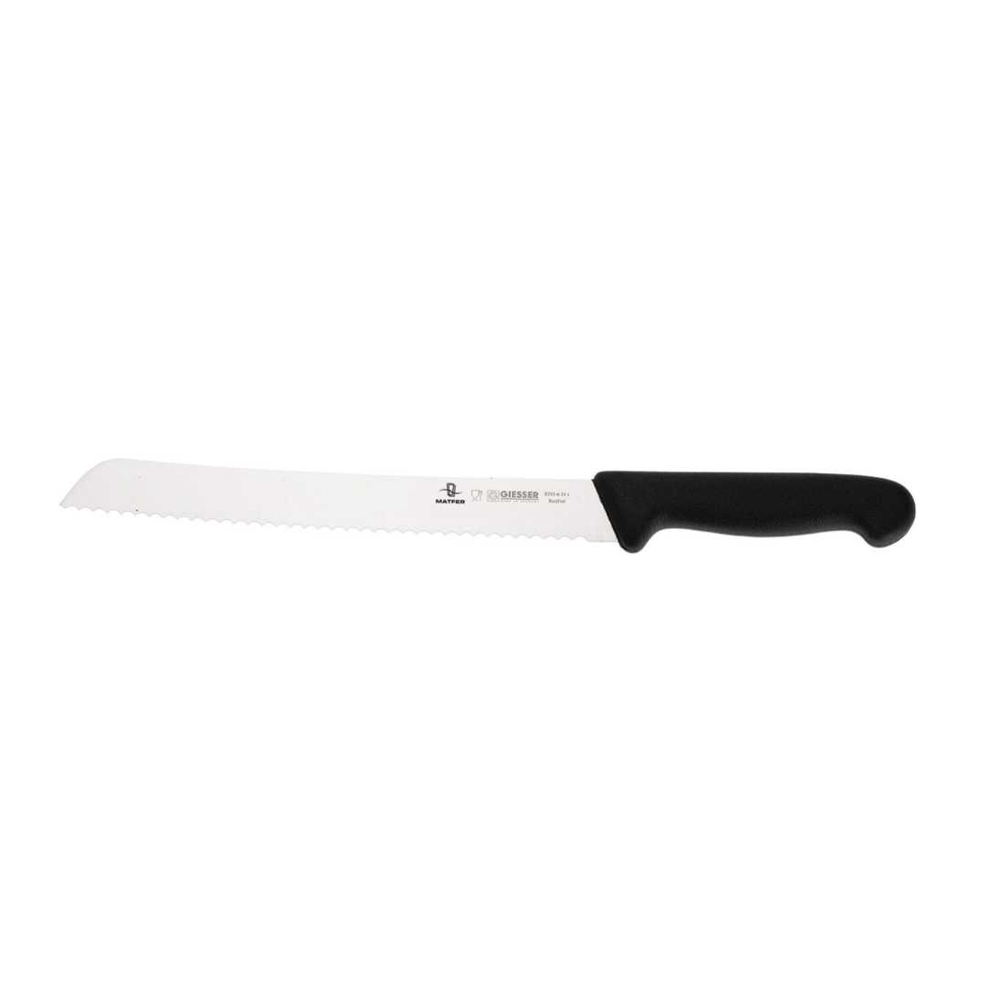 182109 GIESSER SERRATED BREAD KNIFE BLACK HANDLE STAINLESS STEEL 24 CM