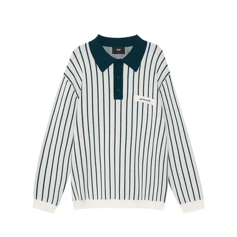 STRIPED POLO SWEATER