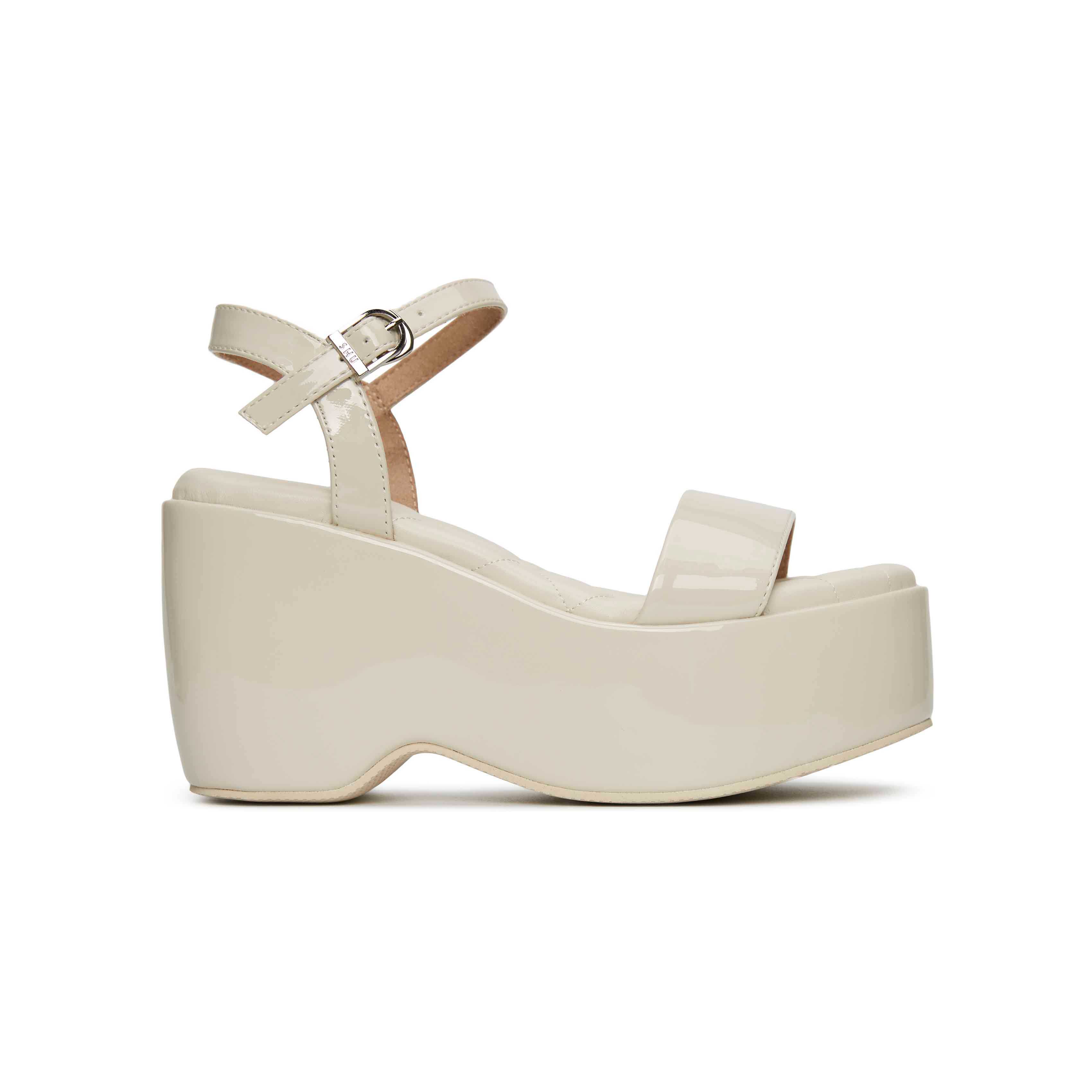 SHU PALETTE SOFT 3.5ORIGINAL WITH STRAP WEDGES - GLOSSY WHITE CHOC     SWSP0562-WH52-