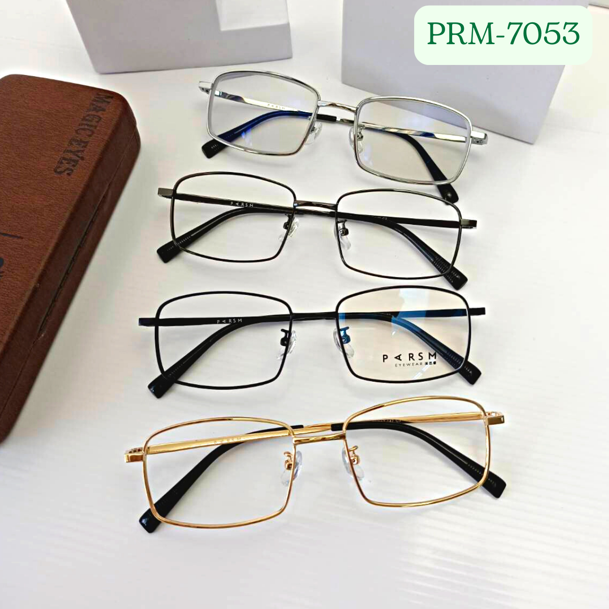 PRM-7053 กรอบแว่นตาทรงสีเหลี่ยม กรอบไทเทเนียม Titanium IP