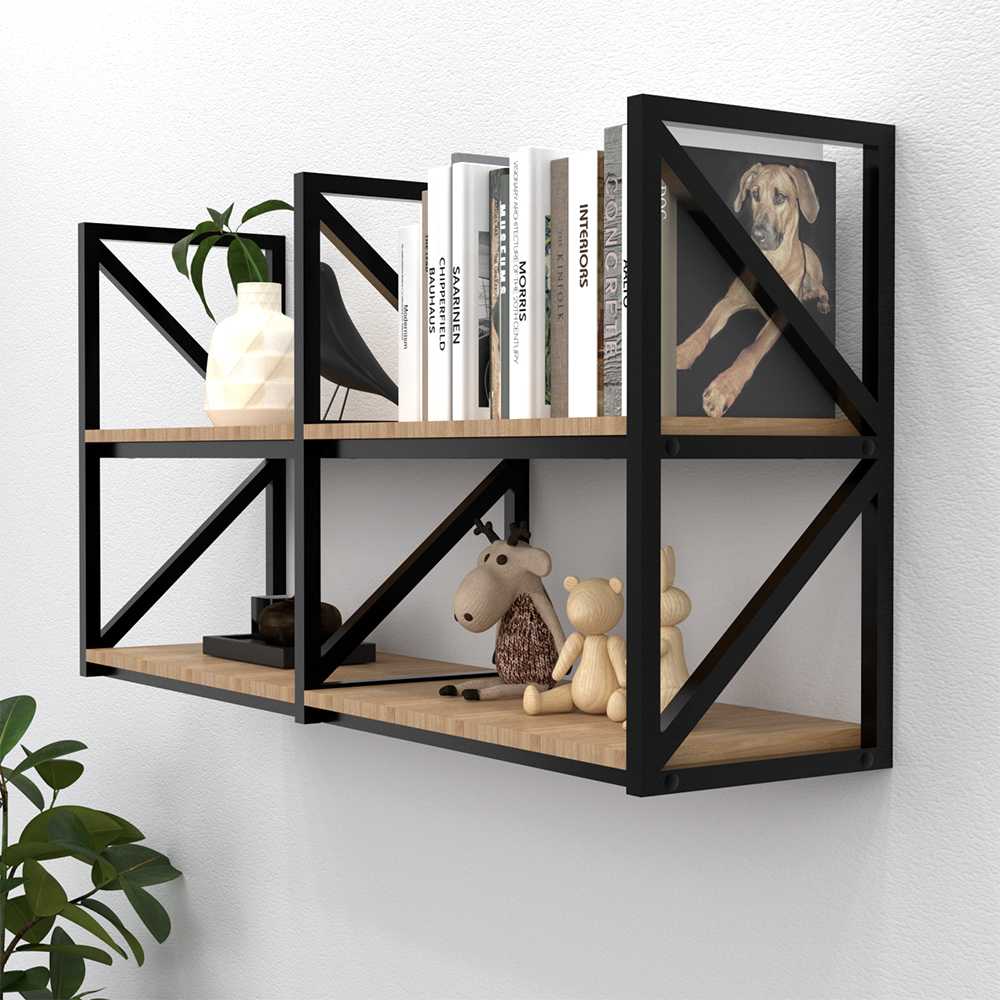 MONSTER STEEL ชั้นวางของแบบติดผนัง สไตล์ลอฟท์ รุ่น JZN011 ขนาด 120x30x60 cm.