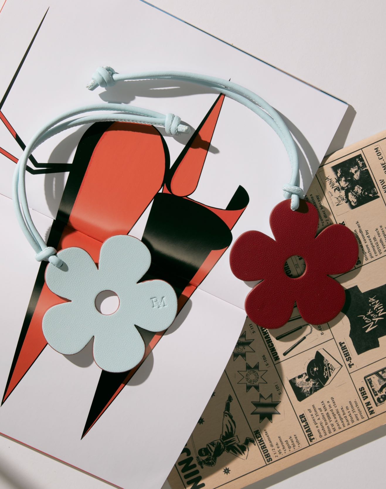 Rally Flower Leather Tag V.2 (Red-Blue)