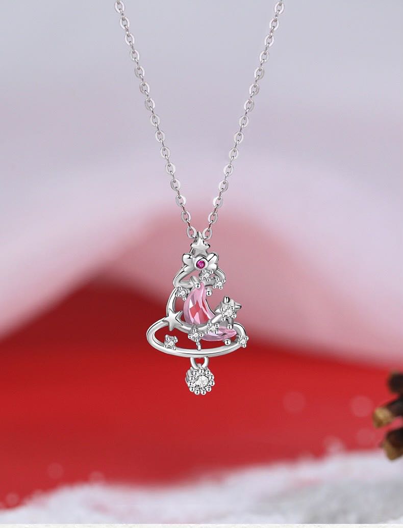 สร้อยคอรุ่นwhite Christmas tree-เงินแท้(s925)