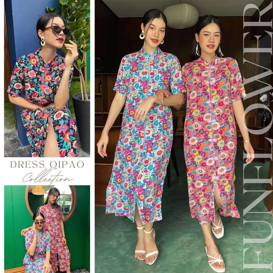 Dress qipao funflower