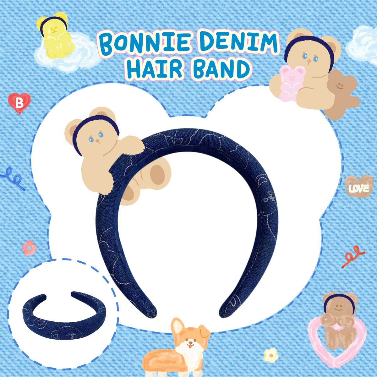 Bonnie's Denim Hair Band l Hej Bonnie Official