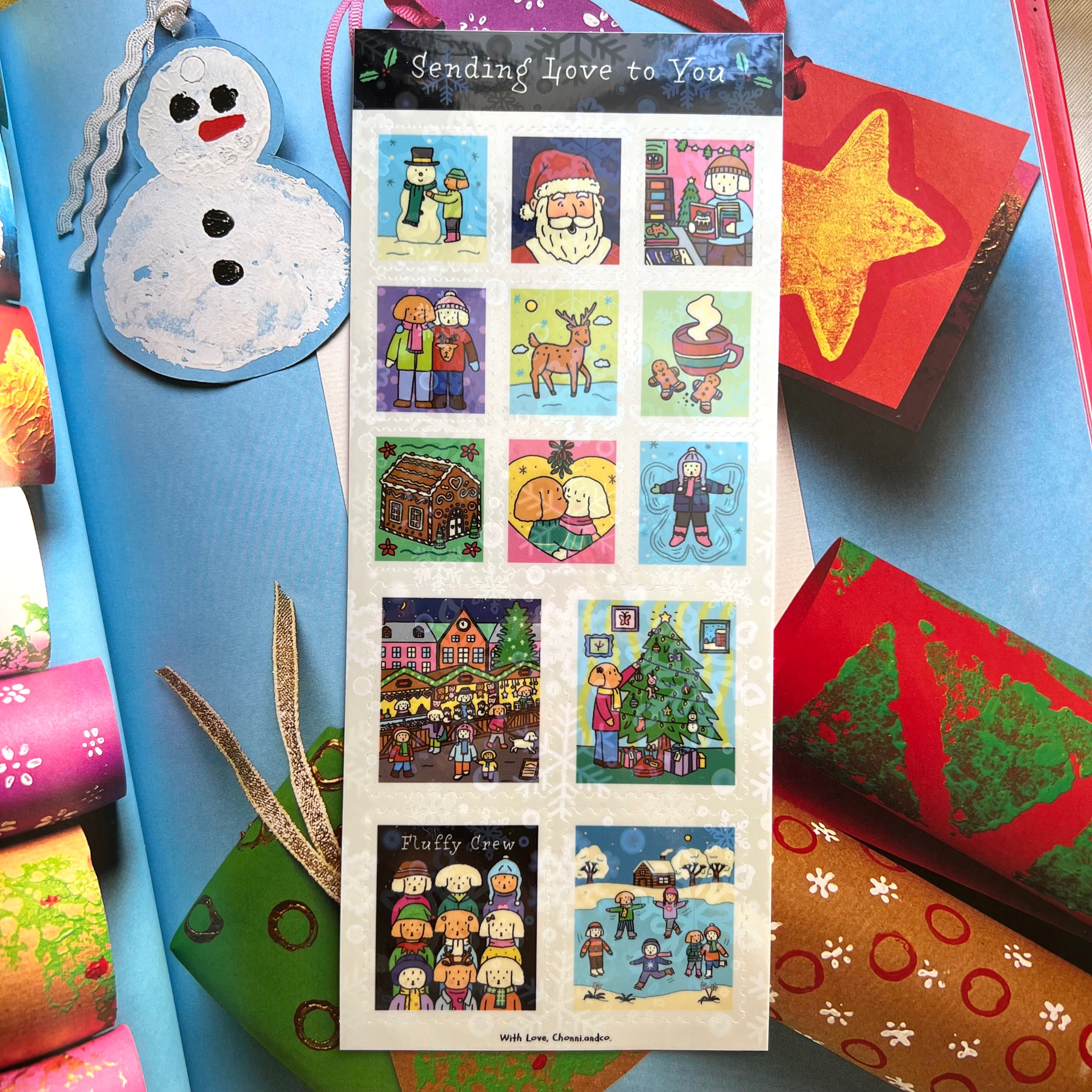 Sending love stamp sticker sheet (holographic)