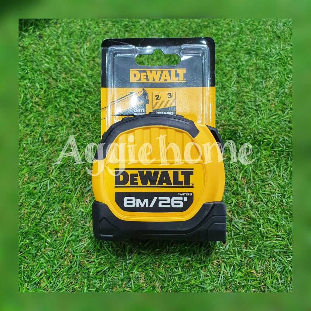 DEWALT ตลับเมตร รุ่น DWHT36027 (สีเหลือง) ขนาด 8 เมตร / น้ำหนักเบา สายวัด