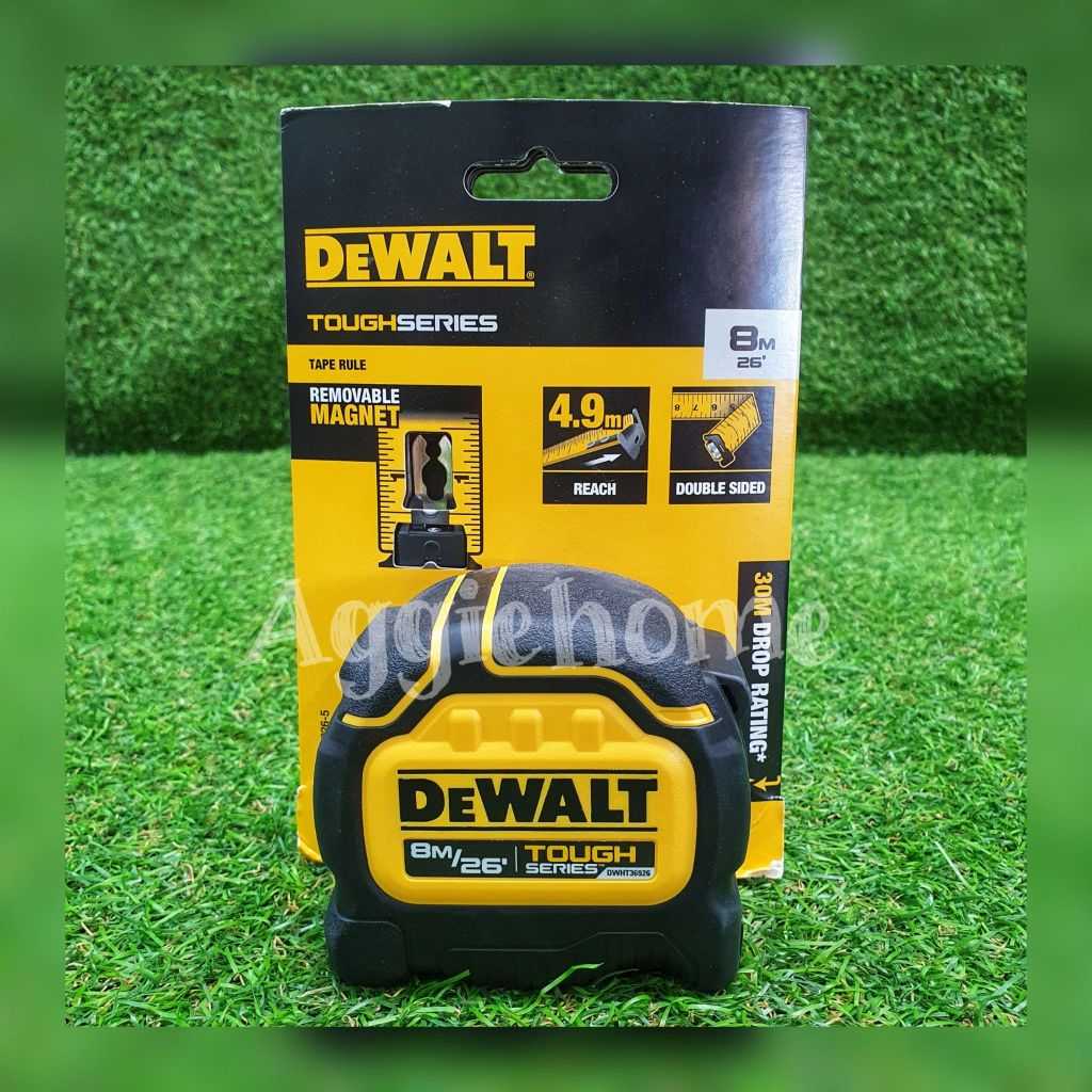 DEWALT ตลับเมตร Tough Tape รุ่น DWHT36926 ขนาด 8 เมตร / ตลับ สายวัด