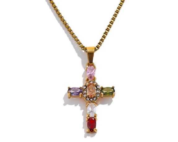 N006/S.Steel Gold Plated 18k  สร้อยคอแสตนเลส ชุบทอง 18k ประดับเพชร CZ