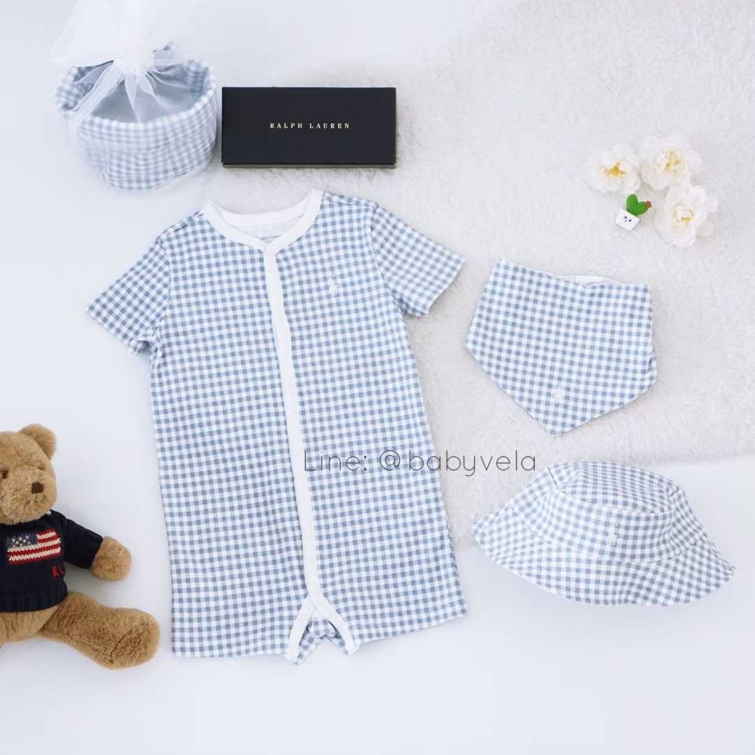 Cotton Interlock 4-Piece Gift Set (Blue Gingham)