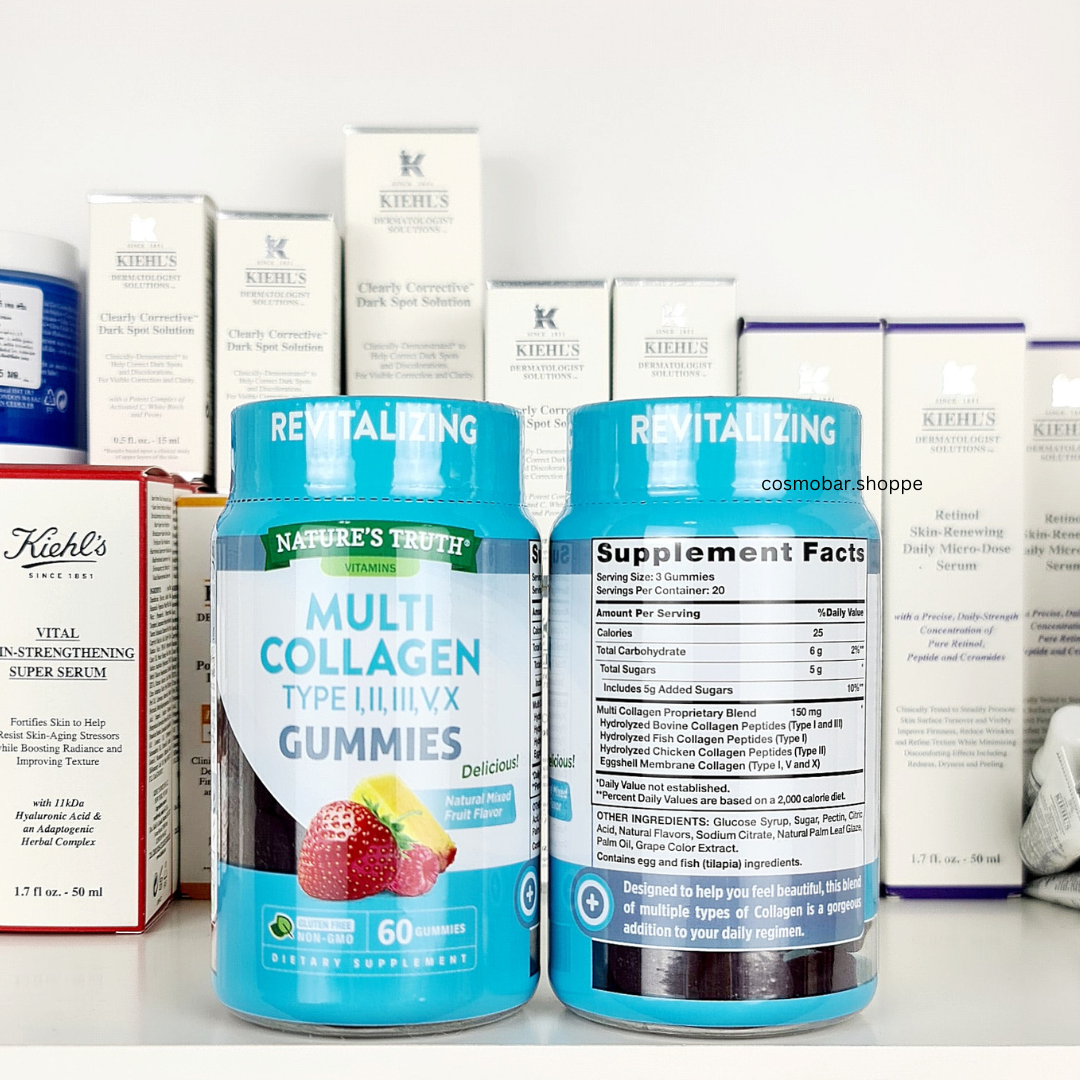 [หมดอายุ 06/2025] คอลลาเจน Nature's Truth - Multi Collagen Type I,II,III,V,X Mixed Fruit 60gum