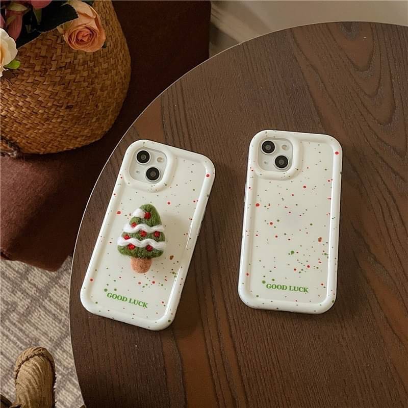 สอบถามก่อนกดสั่ง เคสลายจุด เคสคริสต์มาส christmas holder griptok ไอริง สีขาว เคสไอโฟน เคสiphone
