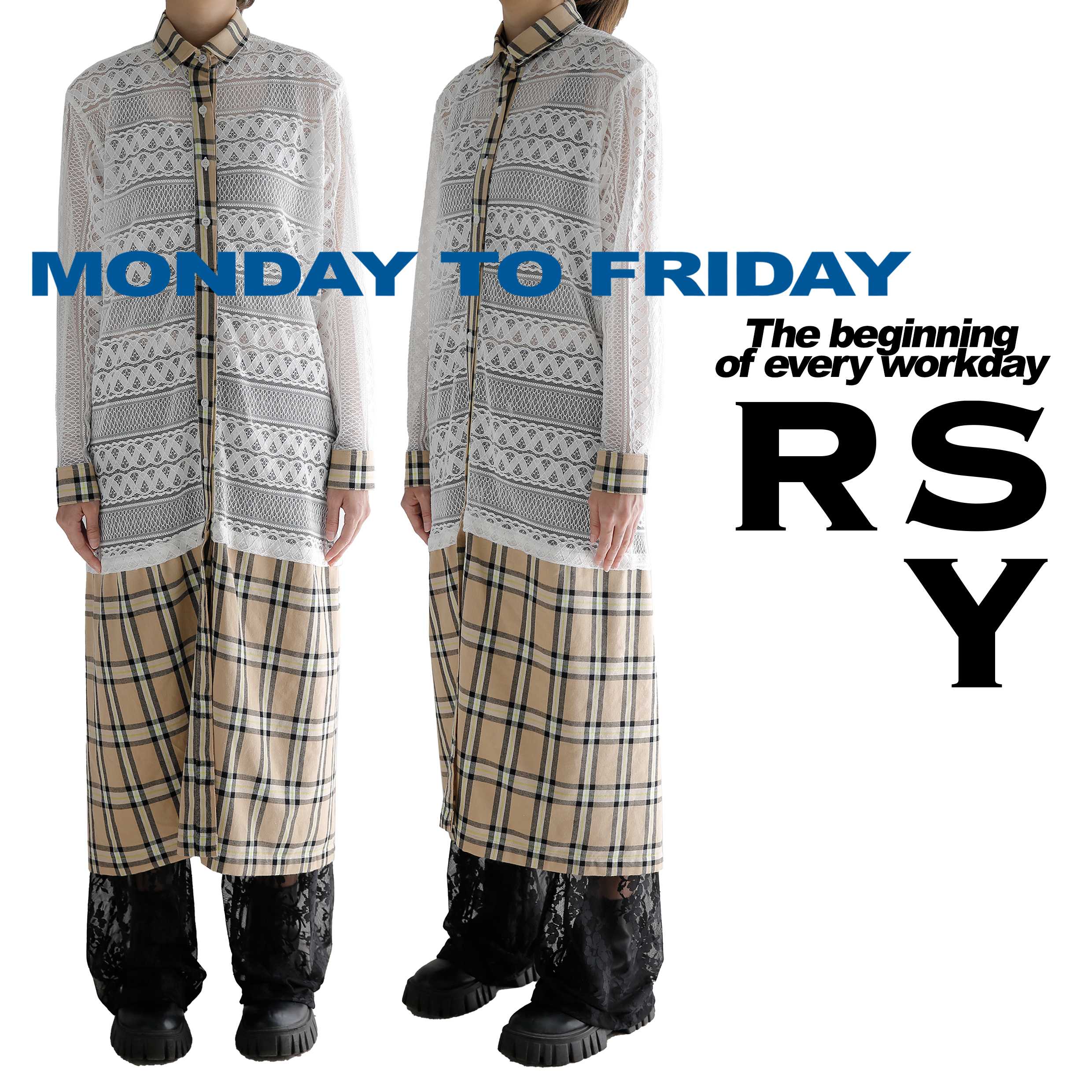 Rotsaniyom Lace Plaid shirt dress