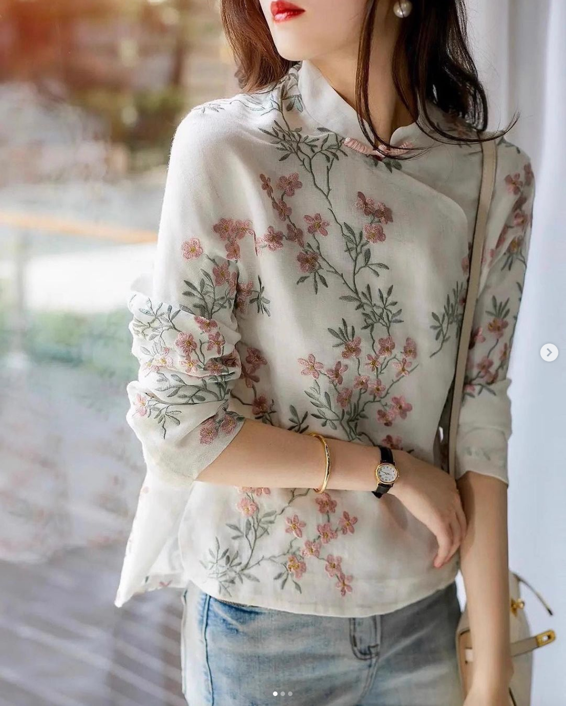 พร้อมส่ง ASAYA2219 : Spring and Summer Chinese-style cheongsam top XL