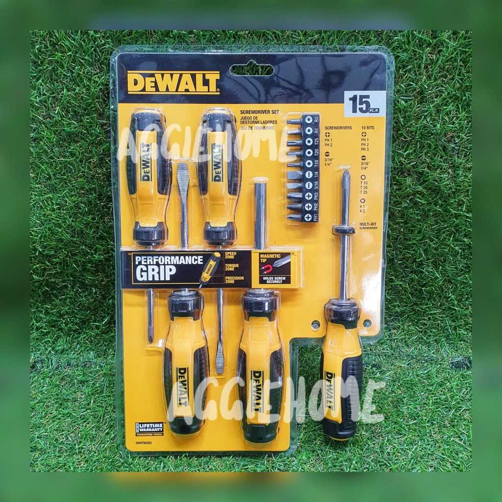 DEWALT ชุดไขควง Performance Grip รุ่น DWHT65202 (15 ชิ้น/ชุด) ดอกไขควง
