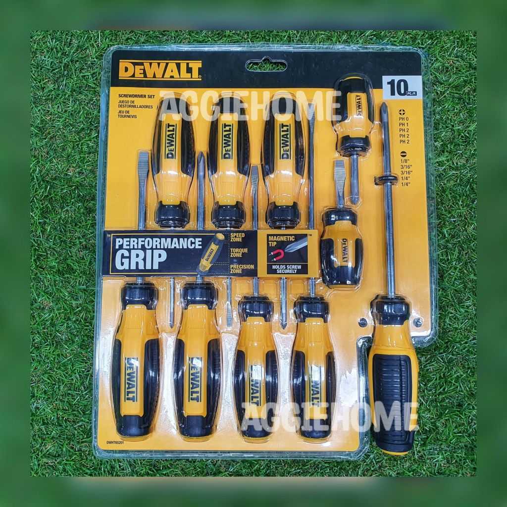 DEWALT ชุดไขควง Performance Grip รุ่น DWHT65201 (10 ชิ้น/ชุด) ดอกไขควง