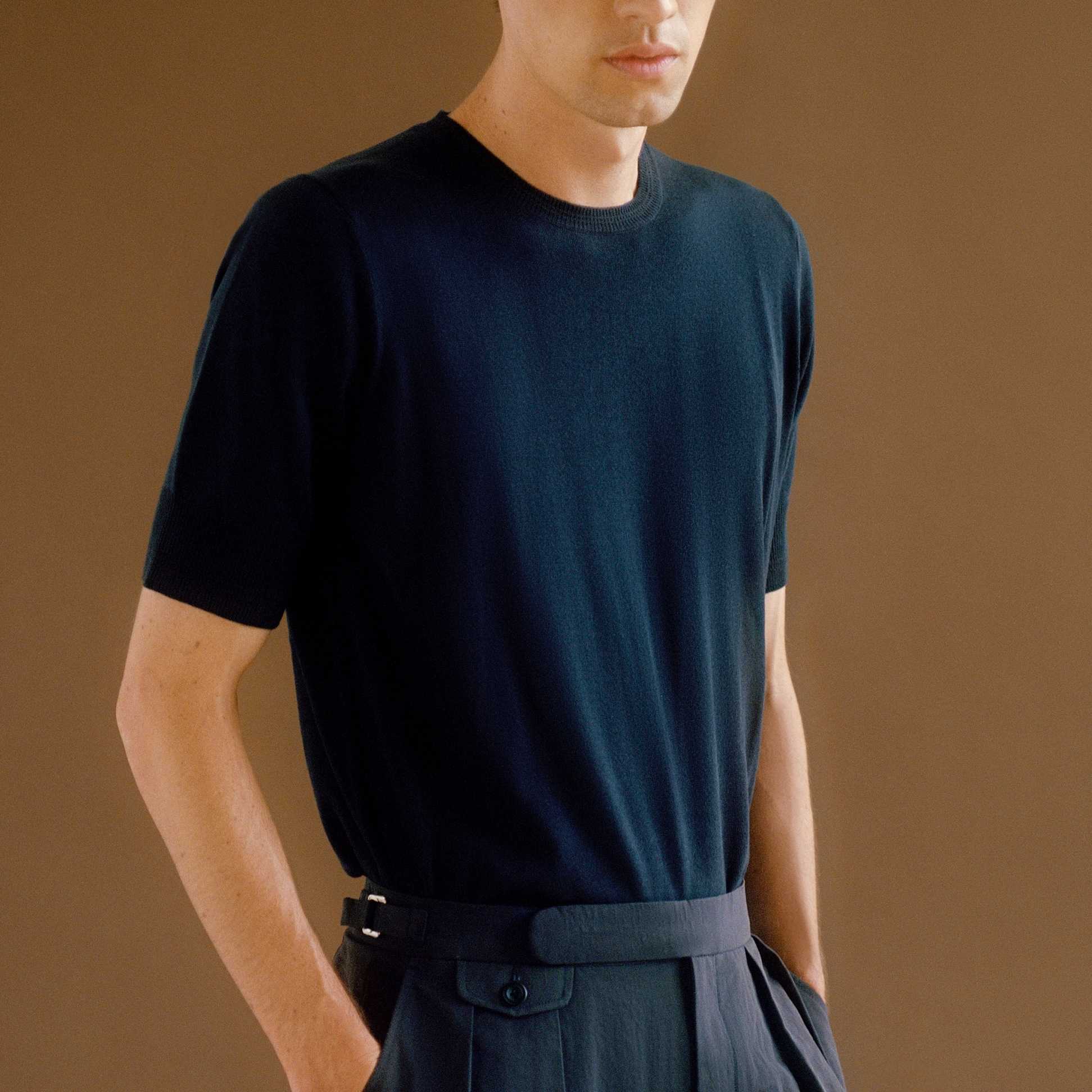 USN Knitted Tee - Navy Cotton
