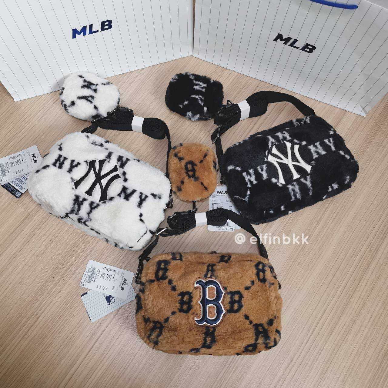 Sale🔥🔥 MLB Fur Cross Bag  กระเป๋าสะพายข้าง ครอสบอดี้ ขนเฟอร์ ขนนุ่ม สีขาว สีดำ สีน้ำตาล