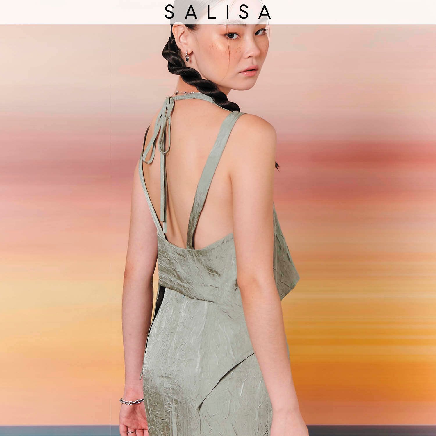 OPEN BACK BLOUSE Sage Granite