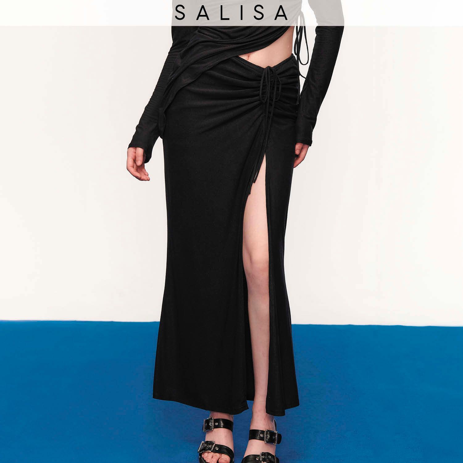 SKIRT RUCHED Glitter Caviar Black