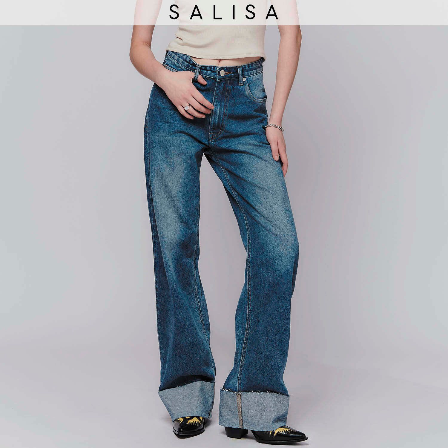 JEANS CUFF Mid-Rise Waist Indigo
