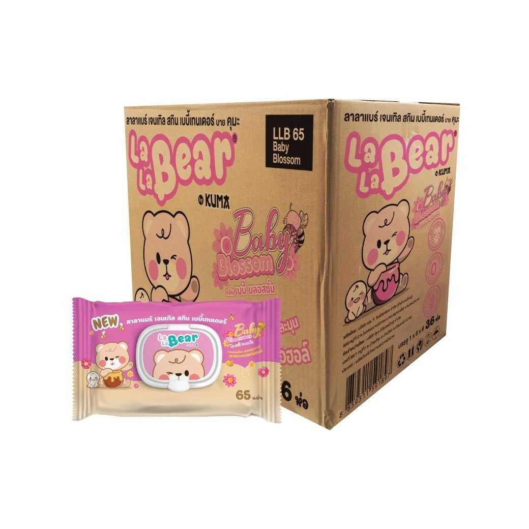 Lala Bear ทิชชู่เปียก กลิ่นบลอสซั่ม 65 แผ่น : 1 ลัง