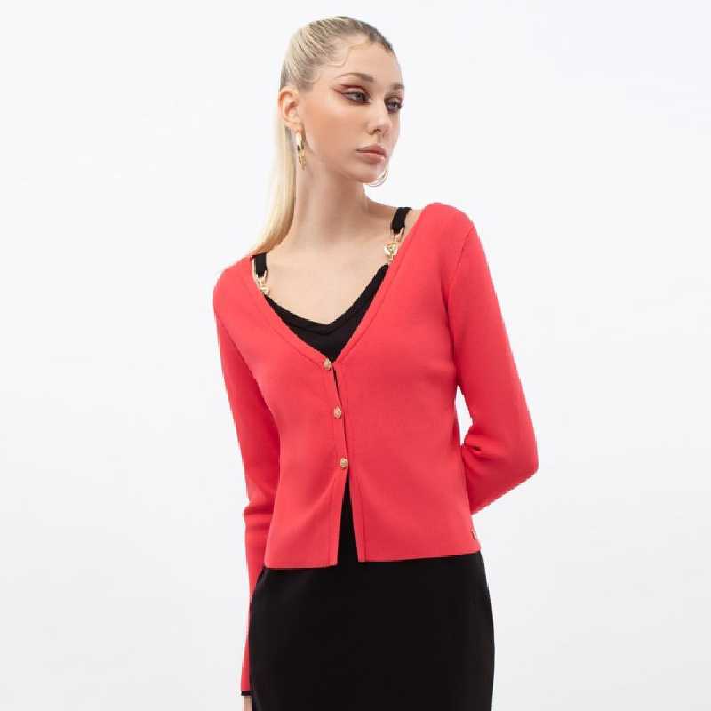 คาร์ดิแกนถักนิตคอวี | V-Neck Knit Cardigan | 06094