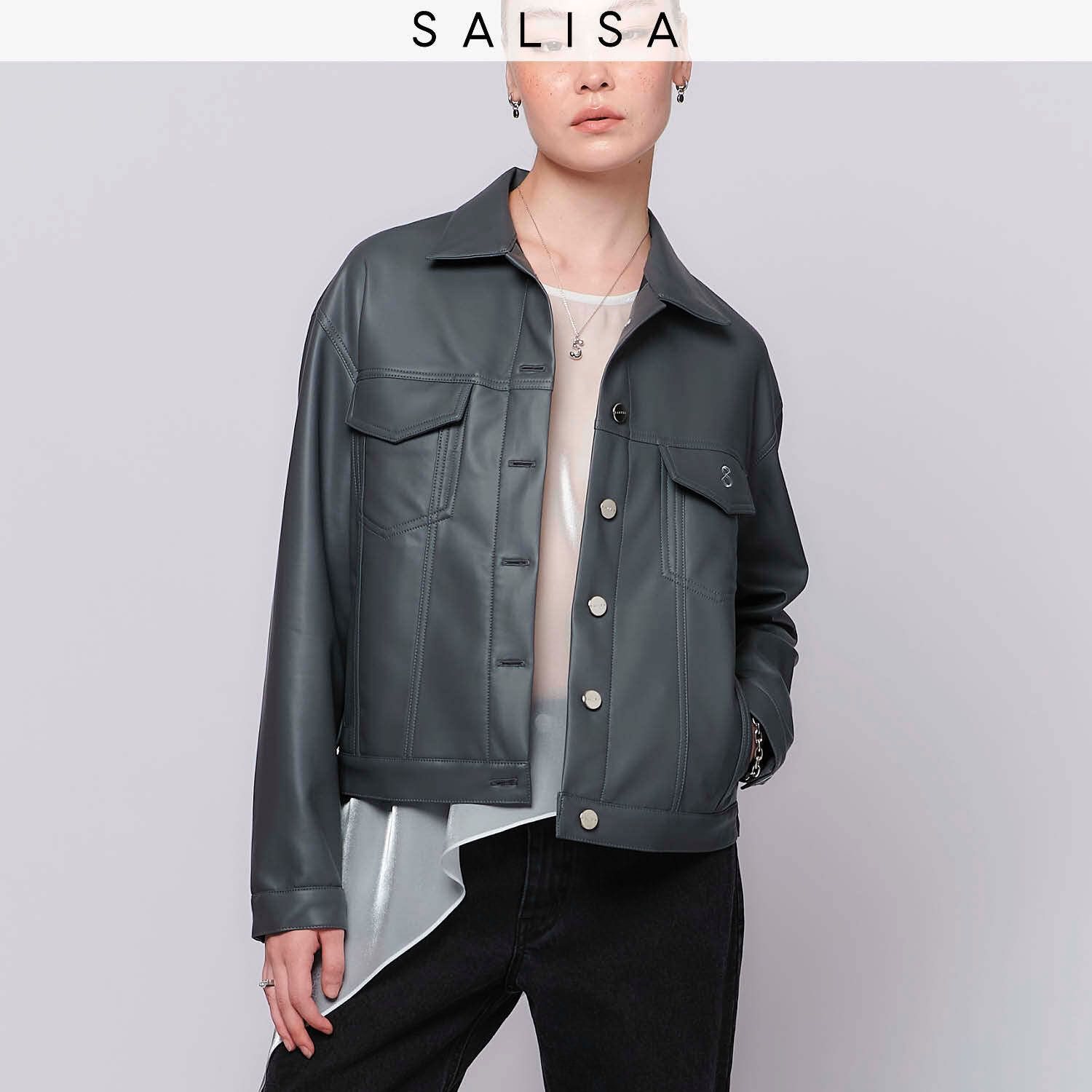 TRUCKER jacket vegan leather Dark Grey